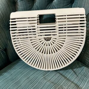 Cult Gaia Inspired Bamboo Ark Bag Clutch White in new condition
